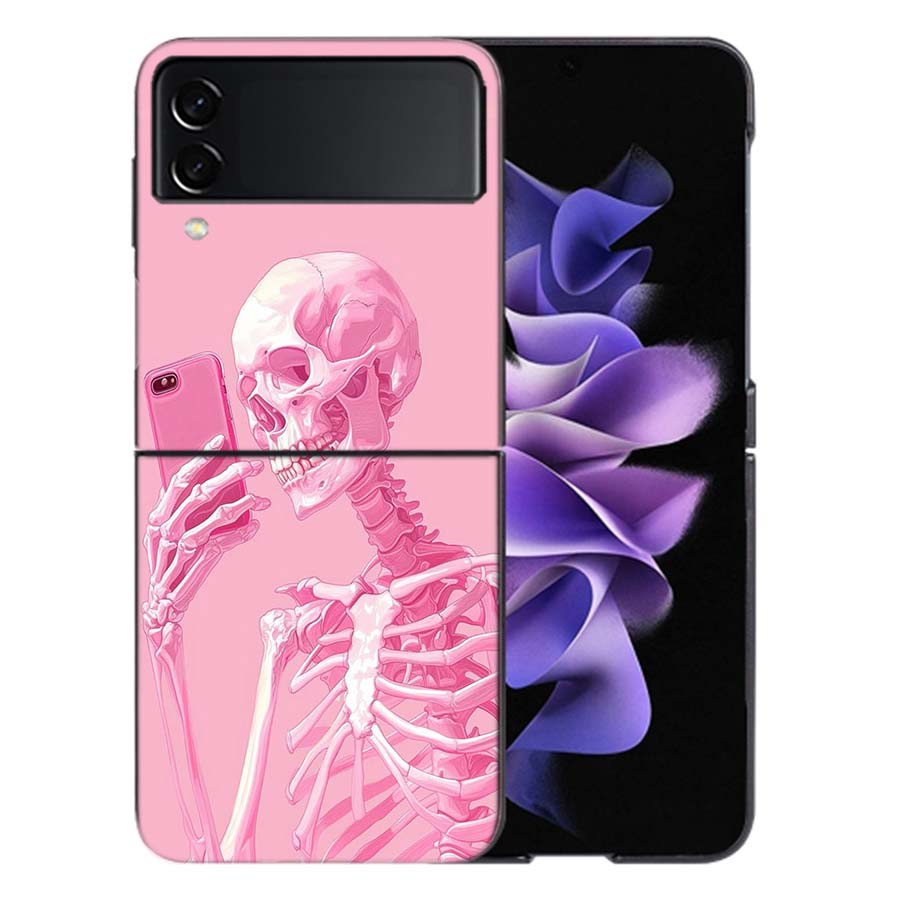 A Funny Skeleton Skull Coque For Samsung Z Flip7 6 Galaxy Case Shockproof Z Flip5 Z Flip3 4 5G Hard Cover Phone TPU PC Hard Fun