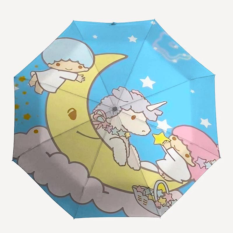 1pc Unicorn Moon Basket Starry Sky Automatic Folding Umbrella - Portable 3-Fold Design with Iron Frame, Perfect for Fans, Travelers, Daily Use, and Fe