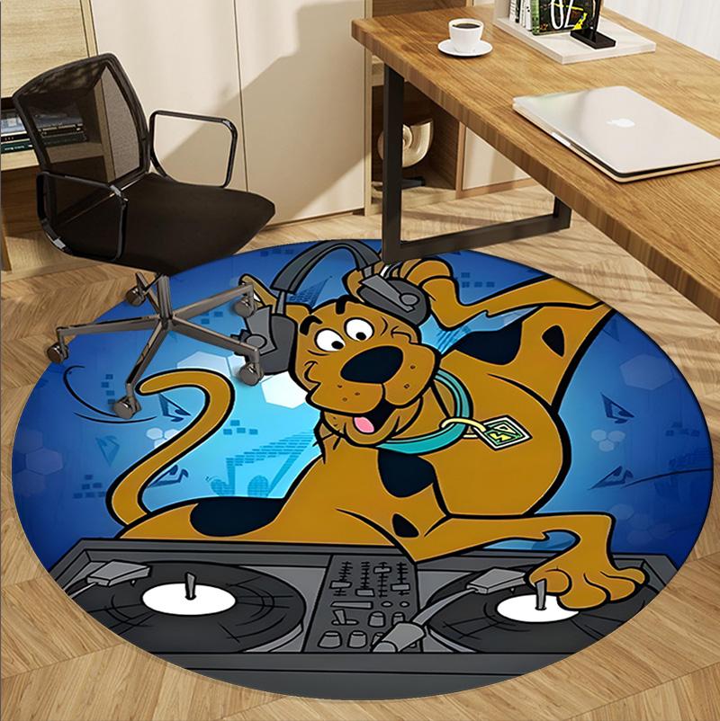 Scooby Pattern Round Rug, Indoor/Outdoor Mat, for Picnic, Gameroom, Bedroom, Office, Living Room, Home Decor Carpet, Birthday Gift