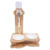 Wood Raised Cat Food Bowls Multifunctional 2 In 1 Automatic Cat Water Feeder and Food Bowl Set with