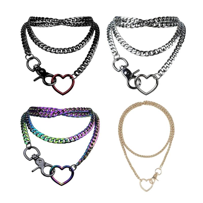 Stylish Necklace with Multi Layer Cuban Chains Unique Y Shape Fashion Necklace with Cuban Layers for Party Casual Attire