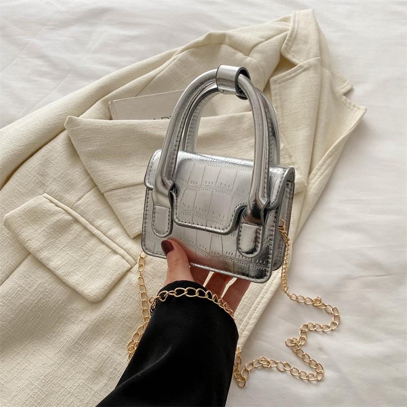 Modische schlichte kleine quadratische Tasche 2025 Sommer neuer Modetrend Einzel Schulter Steinmuster glänzend Crossbody-Tasche ist dieses Jahr beliebt