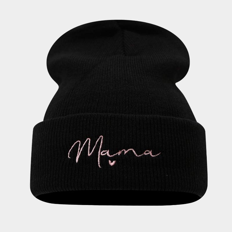 

Модный трендовый бренд вязаная шапка для мамы вышитая буква шерстяная теплая шапка уличная защита ушей шапка от холода для головы женщина average size