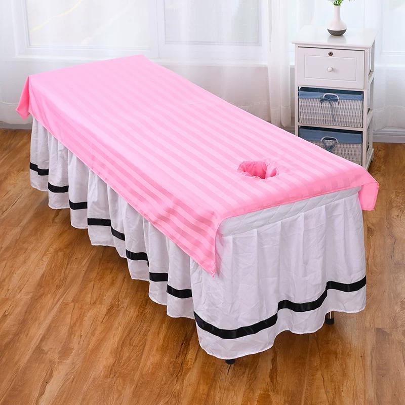 Silky Cotton Washable Wrinkle Resistant White Beauty Bed Sheet Beauty Salon Specific Single Piece Massage Bed Towel with Holes Easy To Dry Bedding