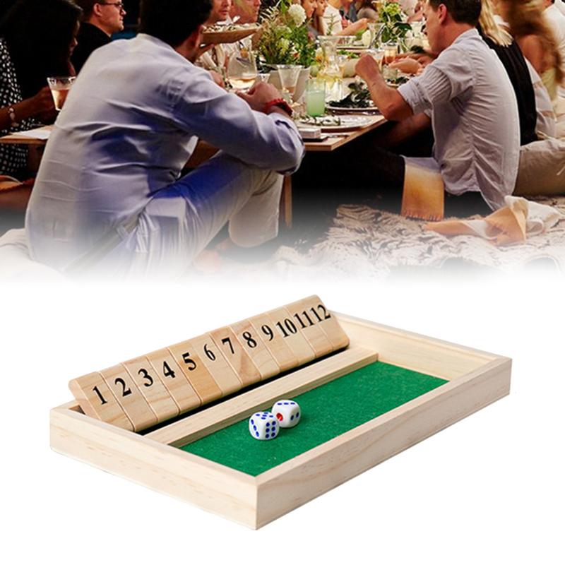 

Wooden Shut The Box Dice Board Game Classic Pub Style 12 Numbers Tabletop Game Traditional Family Party Indoor Entertainment зелёный