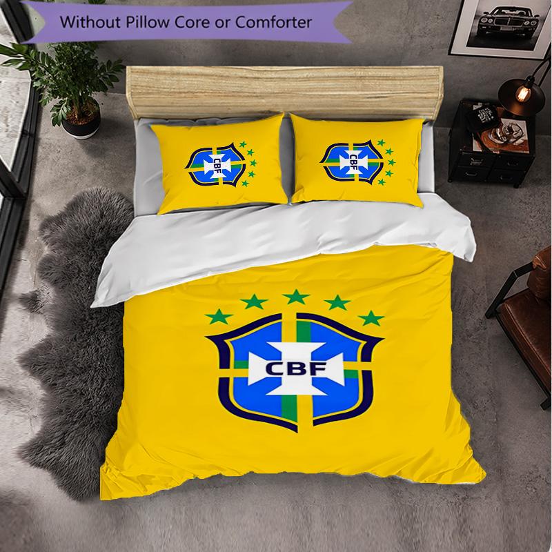 Brazilský národní fotbalový tým 3dílná povlaková souprava na peřinu Měkká povlaková souprava na přikrývku s povlaky na polštáře Tištěná souprava do ložnice pro domácnost