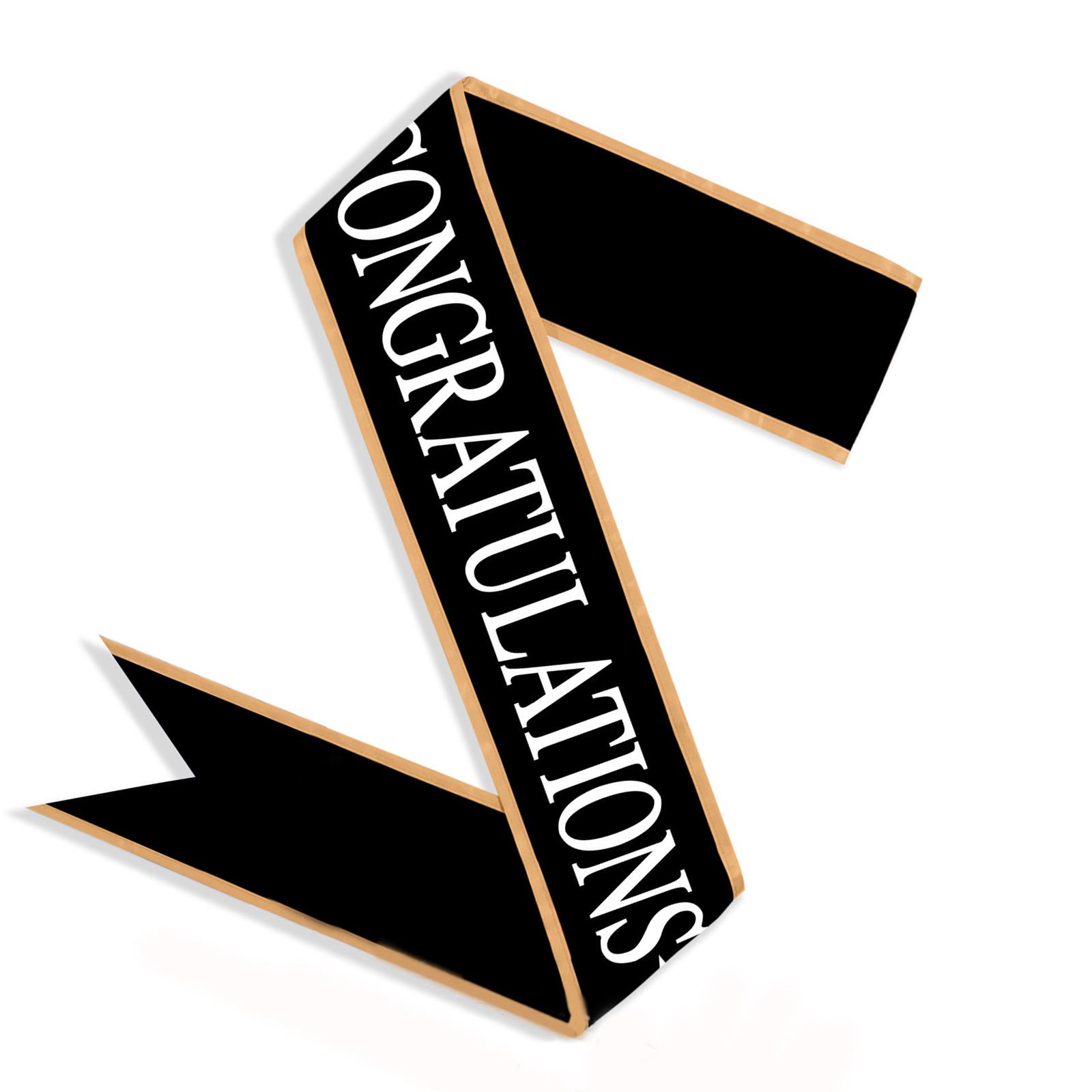 Выпускная стола-шарф Выпуск класса Церемония Выпускная стола Церемонии Выпускной Вечеринка Аксессуары чёрный