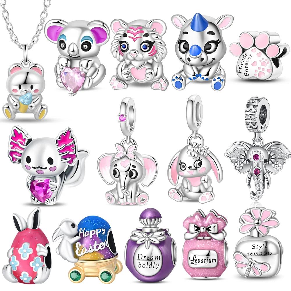 Original Copper Cute Pets Rabbits Elephants Perfume Bottle Charms Beads Fit Bracelet Accessory Jewelry Women Diy