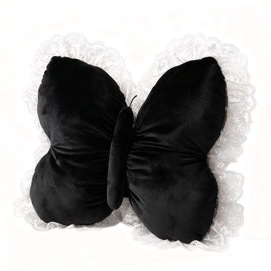 Butterfly Throw Pillow Cuddly Butterfly Pillow with Lace Ruffle Decorative Sofa Couch Pillow for Home Living Room Bedroom Decor