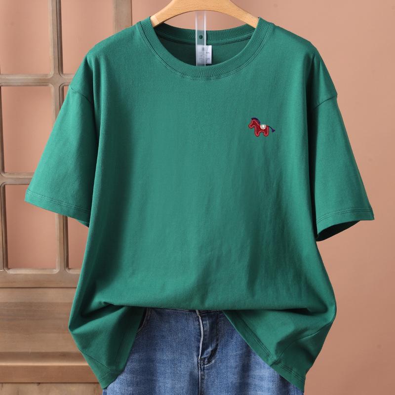 2026 Year of the Horse Embroidered Cotton Unisex Short Sleeve Tee