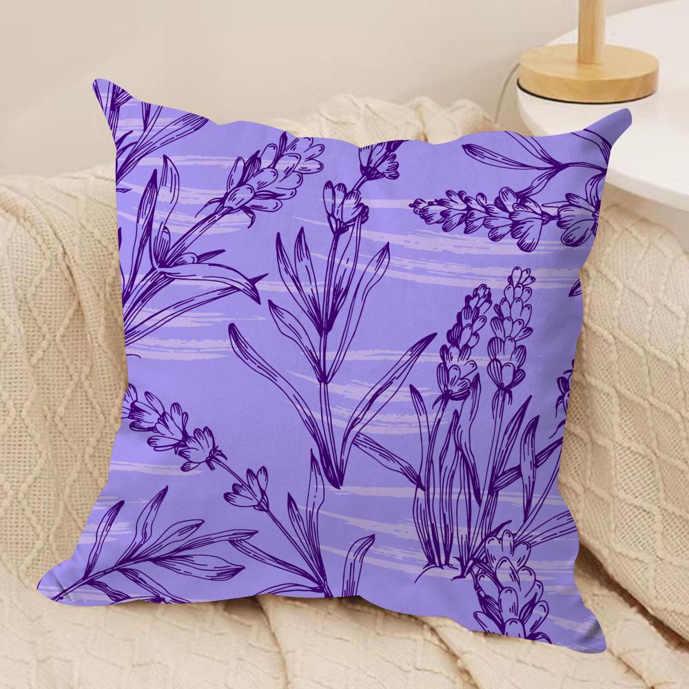 Lavender  Flowers Cushion Cover Soft Plush Throw Pillow Cover  DoubleSided Printed Cushion Case  Cozy Sofa  Home Decor
