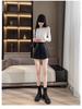High-Waisted Leather Shorts for Women - 2026 New Style A-Line Slim Fit PU Wide-Leg Bootcut (Autumn/Winter) In Black