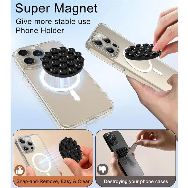 Strong Magnetic Hands Free Silicone Suction Cup Phone Grip Holder for Magsafe Universal Selfies Videos Mac Safe Lazy Mount Stand