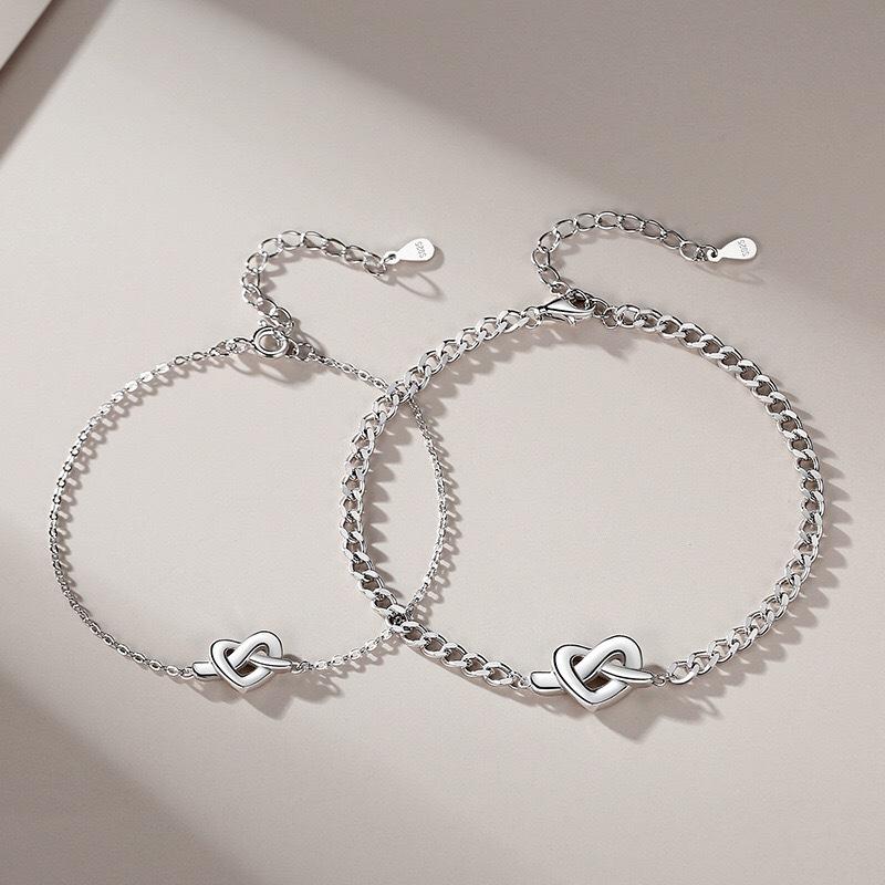 Minimalist Couple Bracelets Interwoven Heart Design Matching Set For Him And Her Understated Gift