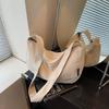 Canvas Tasche Damen neue einfache einfarbige lässige Schultertasche große Kapazität Umhängetasche Knödeltasche