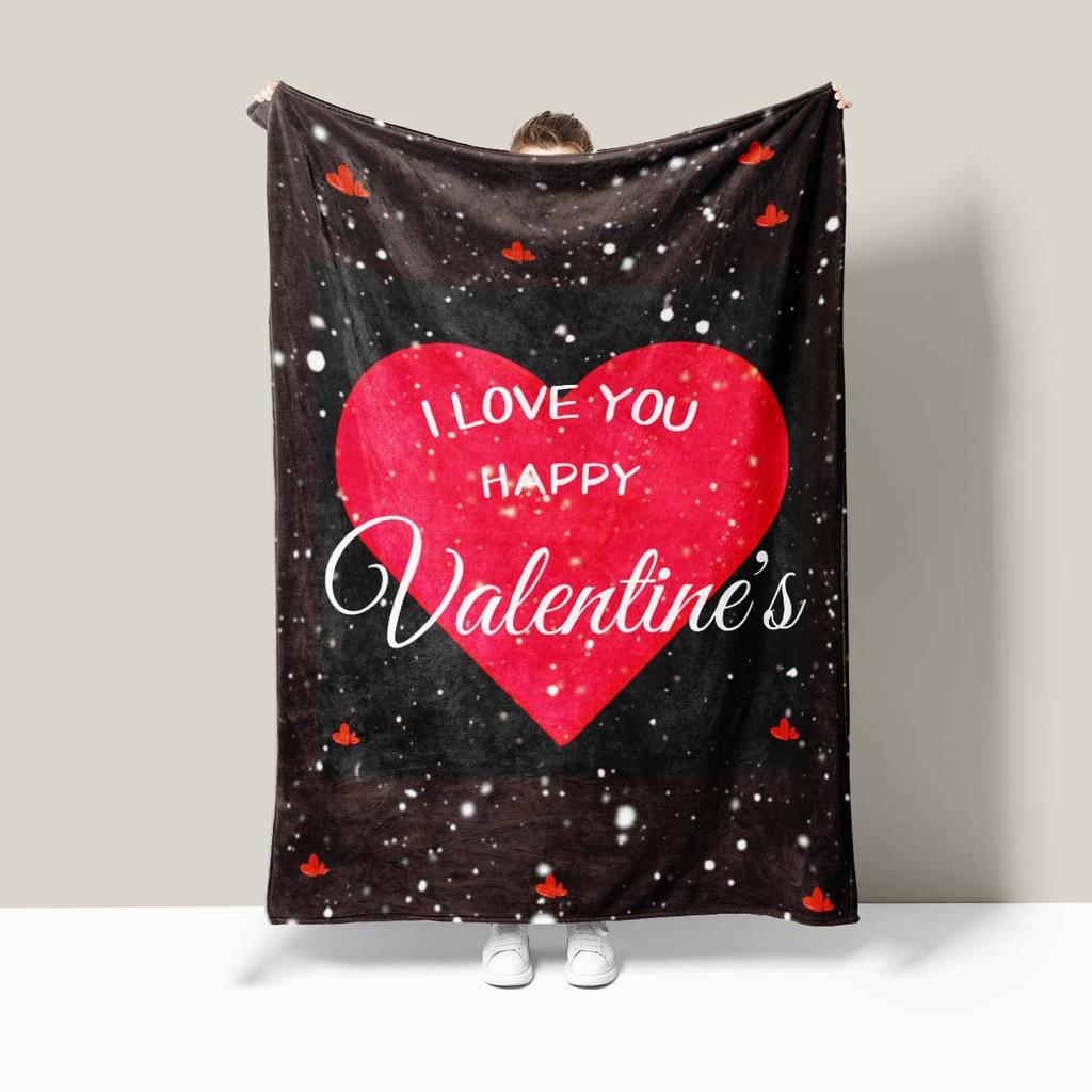 Valentine's Day couple gifts digital-printed polyester Bedroom velvet flannel soft sofa cover blanket Fleece soft sofa cover