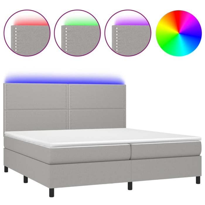 VidaXL Slatted Bed Base with Mattress and LEDs, Upholstered Bed with Headboard, Double Bed, Adult Bedroom Bed, 3134821