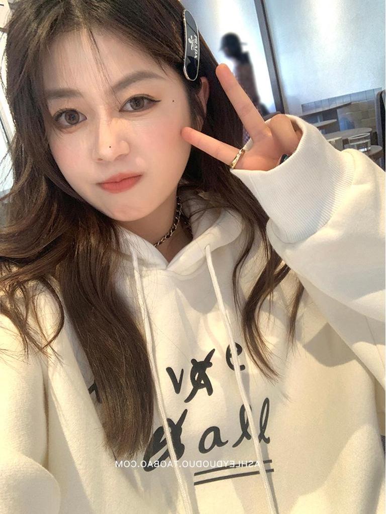 Sudadera con capucha coreana para mujer: Jersey holgado, que reduce la edad, de manga larga para otoño/invierno 2025 - Talla grande, estilo casual
