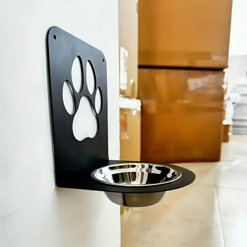 

1pc Wall-Mounted Adjustable Height Pet Feeder Floating Shelf - Heavy Duty Iron Feeding Station with Bowl Holder, Space Saving