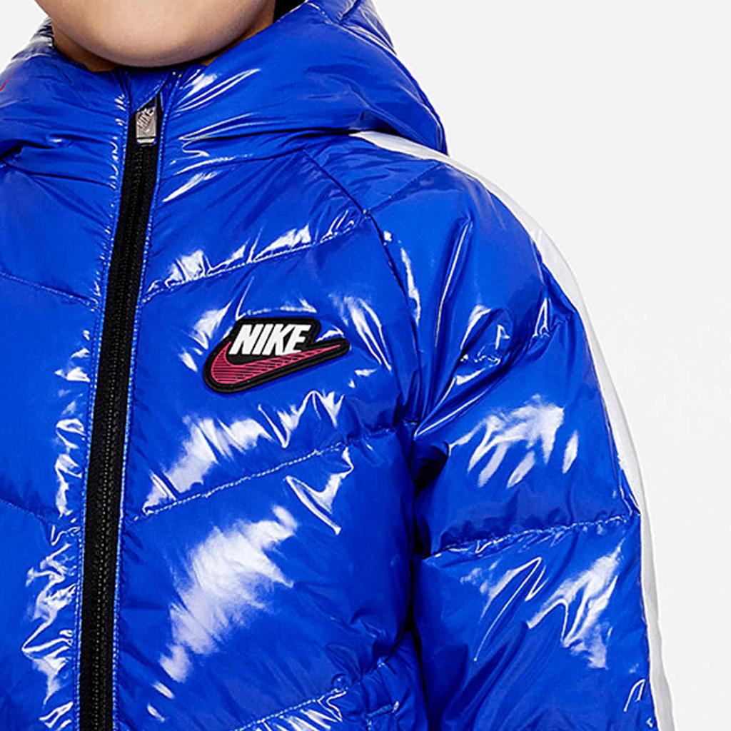 Nike Hooded Casual Sports Solid Color Warm Duck Down Jacket Kids Outerwear Blue DO3605-480