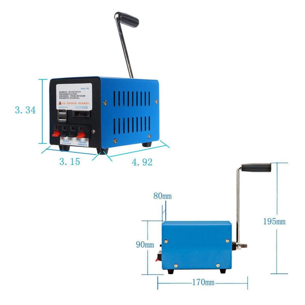 GHDVOP Hand-Crank Generator, Compact, Smartphone Charging, Emergency Power Charger, USB Output, Portable Outdoor Generator, Convenient to Carry, Energ