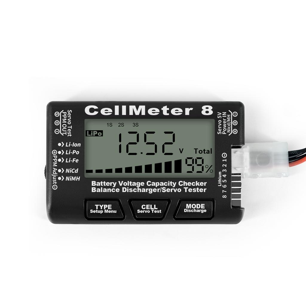 CellMeter 8 Multifunctional Digital Power Servo Tester Discharger Balancer For Li-Po Li-lon Li-Fe RC Airplane Spare Part