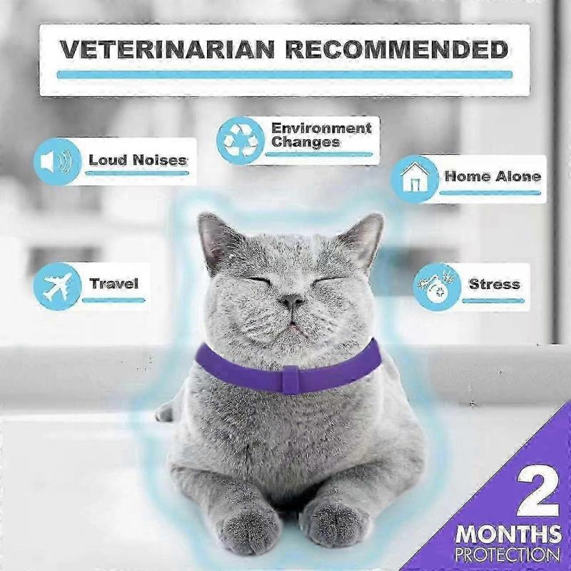 2026 New 4-Pack Cat Calming Collar, Anxiety Relief for Cats, Adjustable Soothing Necklace, Purple