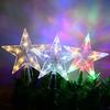 Christmas Glowing Tree Topper Five-pointed Star Transparent LED Shining Lamp Xmas Colorful TopStar Ornaments Navidad Decora