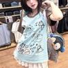 Dames Japanse Cartoon Print Tops E-girl Fairycore Contrastkleur Schattig Grafisch T-shirt Y2k Esthetiek Grunge Casual T-shirt