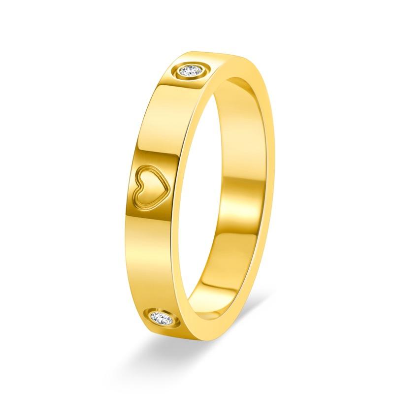 Minimalist Heart Shaped Diamond Ring Titanium Steel Women Fashion Jewelry Gift