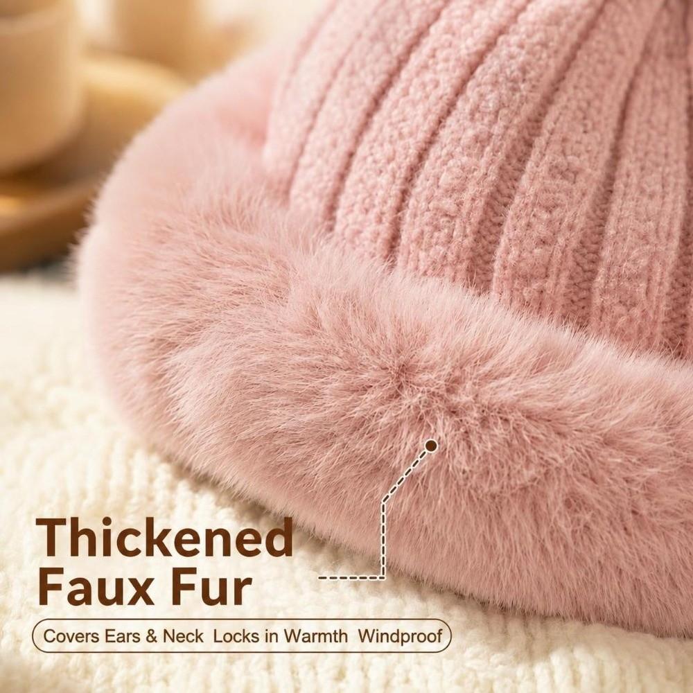 Windproof Knit Beanie Hat Cold-Resistant Warm Knitted Cap Stylish Slouchy Winter Hat  Outdoor Wear