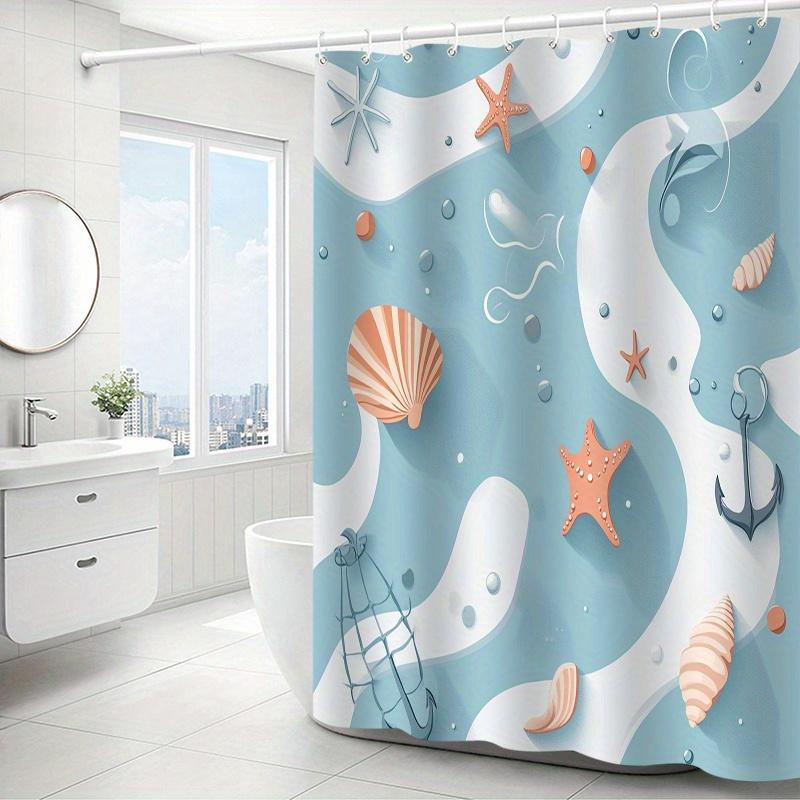 1 pièce Rideau de douche motif coquillage avec crochets, Paroi de salle de bain, Accessoires de salle de bain, Décoration intérieure