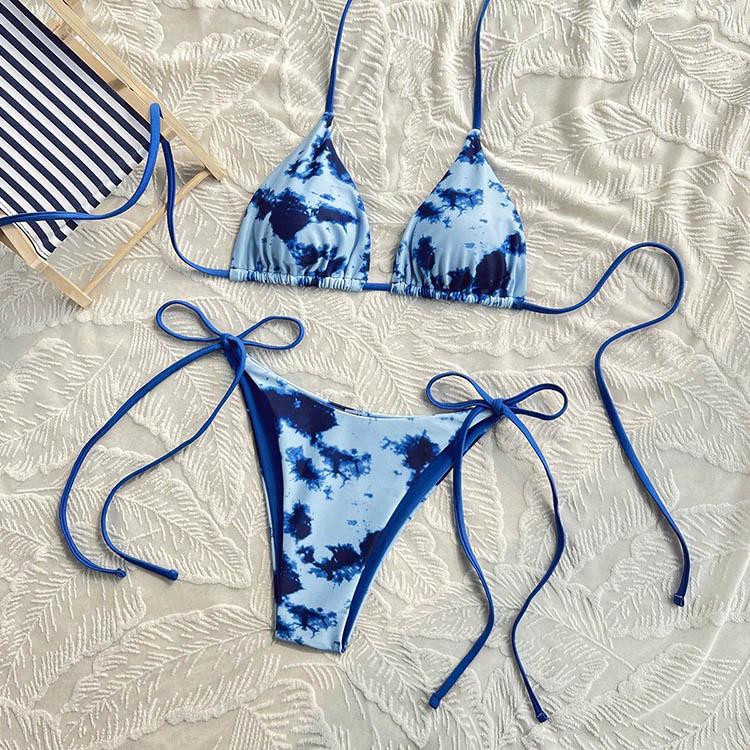 2025 Tie Dye Šněrovací Bikini Set Plážové Plavky Dámské Plavky Biquinis Tankini Femme Plavky