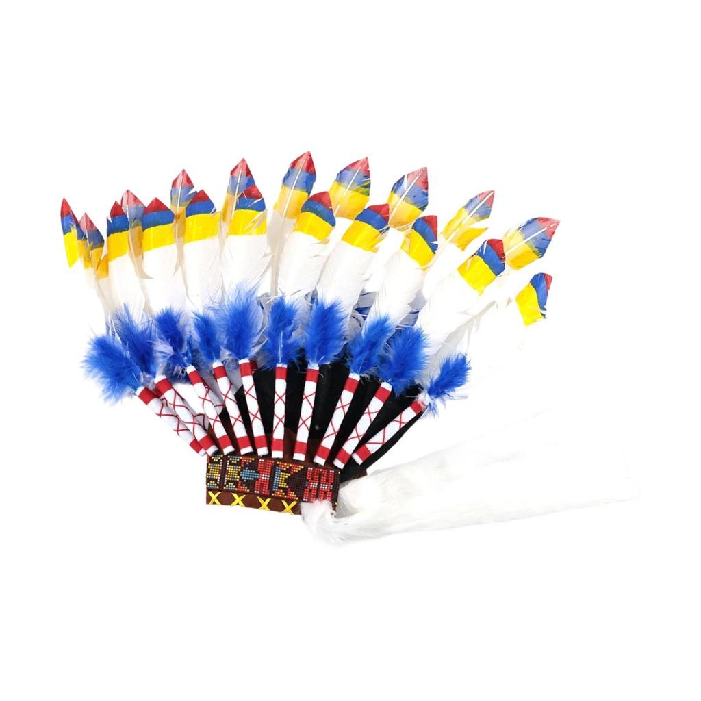 Indian Headdress Artificial Feather Chief Hat Photo Prop Role Play Dress Costume Accessories Fancy