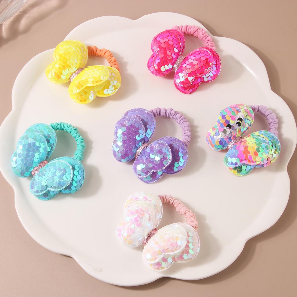 High-grade Sequined Bow Hair Rope Children's High Elastic Small Intestine Ring Does Not Hurt The Hair Rubber Band Ponytail Children's Hair Accessories