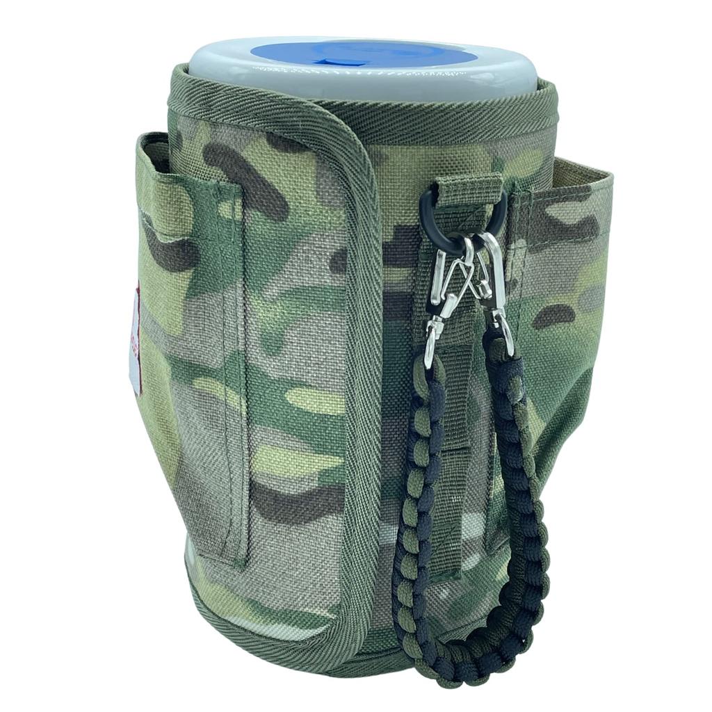 LAGERFEUER Bottle Wet Wipe Cover, Cylindrical, with Paracord Handle, for Elleair, Outdoor Camping, and BBQs (Camouflage)