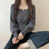 Herbst Winter Lockere Damenpullover Lässig Weich Lang Puffärmel Pullover Strickwaren Basic Pullover für Damen