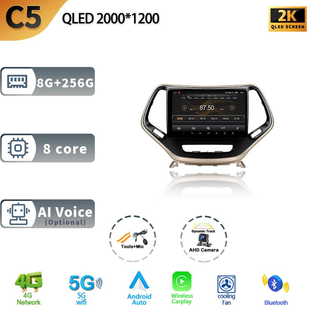 Android13 For Jeep Cherokee 5 KL 2014 - 2018 Multimedia Navigation GPS 4G WIFI Auto Radio Player Car Stereo Carplay Radio Screen