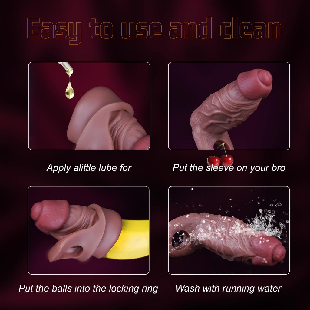 Reusable Liquid silicone Condom Enlargement Penis Sleeve Extender Enhancer Penis Cocks Cover Adult Sex Toys For Men