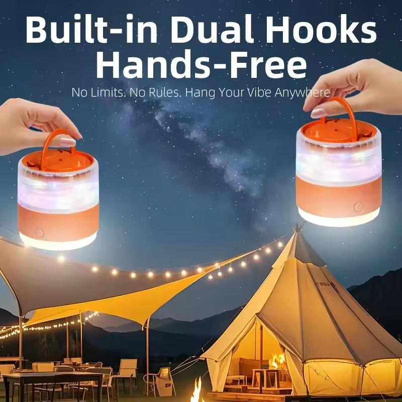 USB Rechargeable Camping Lamp with String Lights Rechargeable Retractable Waterproof Indoor/Outdoor Portable Lamp Suitable for Camping