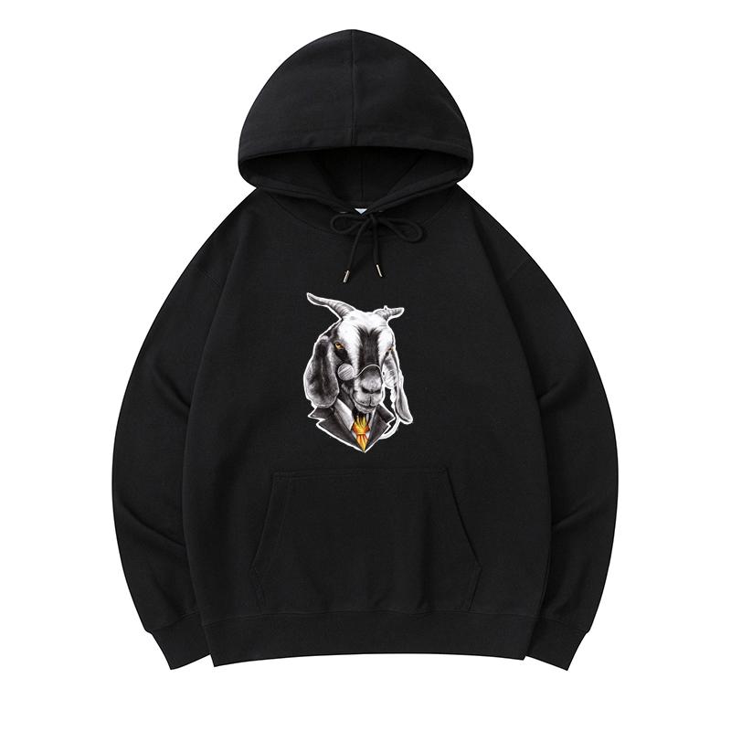 

300 GSM Men s Healthy Cotton Hoodies Mr Goat Print Premium Cotton Sweatshirt