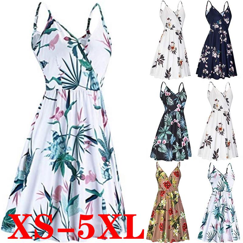 Buy V Neck Sleeveless Summer Dress Sexy Slim Print Dress Deep V Neck