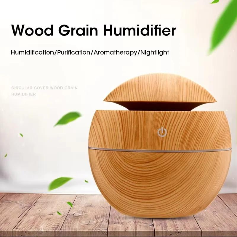 Mini Electric Humidifier Usb Cool Mist Sprayer Aromatherapy Essential Oil Diffuser Bedroom Desktop Wood Grain Air Humidifier