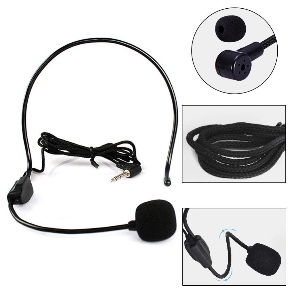 New Portable Wired Microphone Head-mounted 3.5mm Plug Headset Microphone Video Recording Flexible Speech Headset Mic
