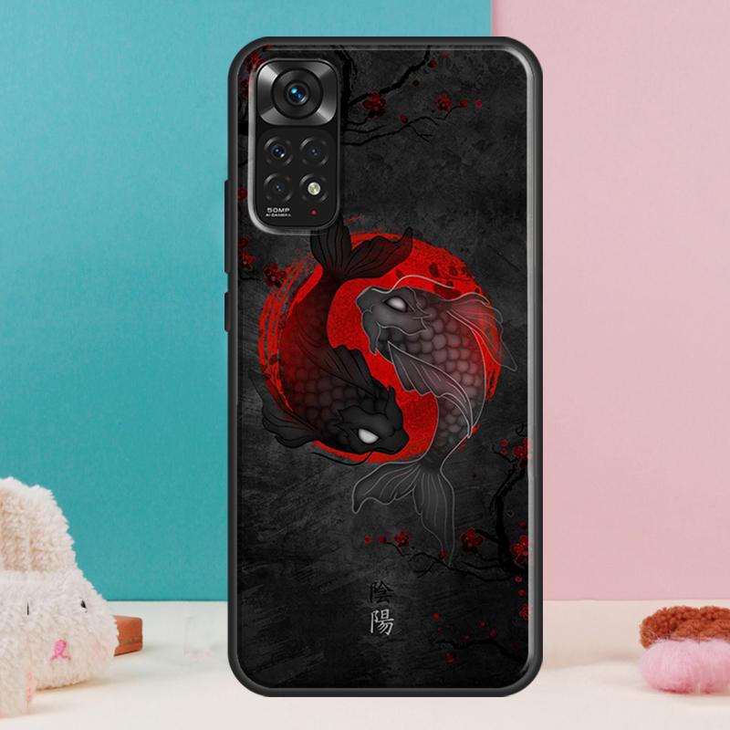 Koi Fish Yin Yang Art Case For Xiaomi Redmi Note 13 12 Pro 14 11 9 10 9S 10S 11S 12S Redmi 14C 13C 10C 12C Cover