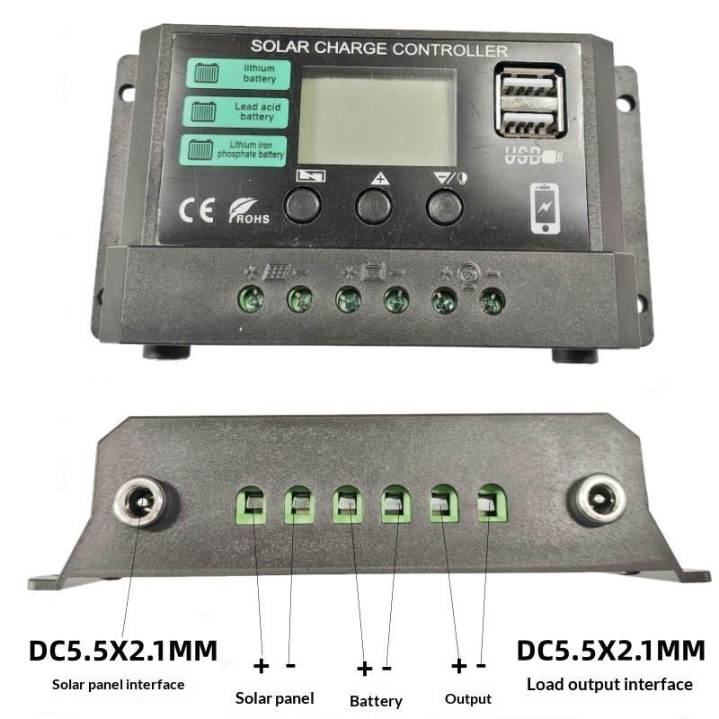 1Pcs Advanced 12V/24V Solar Controller With Lcd Display Multiple Protections Panel Charger Regulator With Load