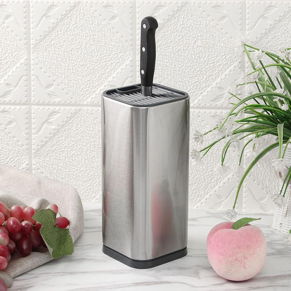 Quadratischer Messerblock aus Edelstahl mit Wasserablauf Messerhalter Messeraufbewahrungsbox