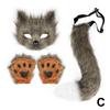 Fox Costume Set Cosplay Halloween Costume Plush Masque Fluffy Paw Gloves Halloween Party Accessories Faux Fur Fox Tail Set