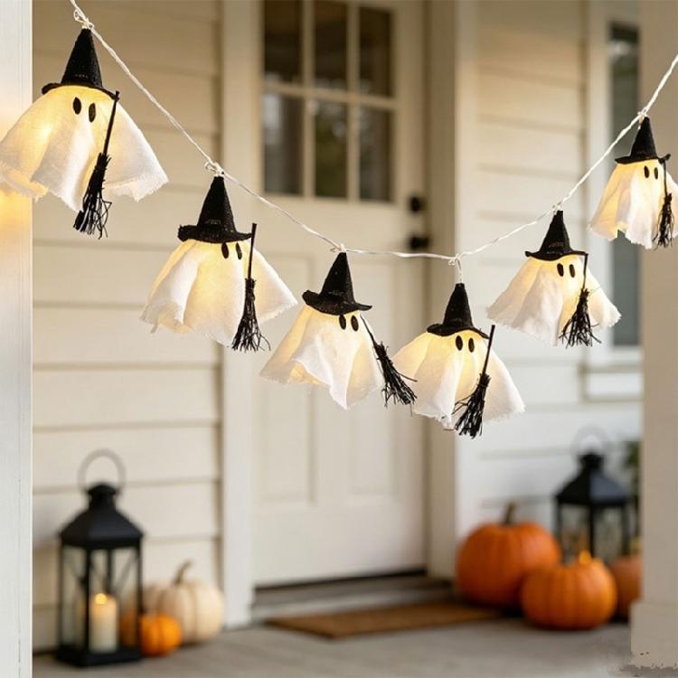 Photo Scene Halloween String Lights with Fabric Figures and Warm Light, Flexible Home Display Lighting for Party Styling, Shop Use, and Indoor
