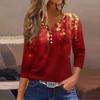 Women's Casual Fashion V-neck Loose Versatile Christmas Print Three-quarter Sleeve Top